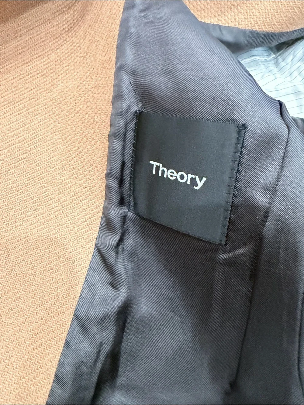 Theory Manroe Traceable Melton Wool Cashmere Overcoat Camel Men's Size S flawed